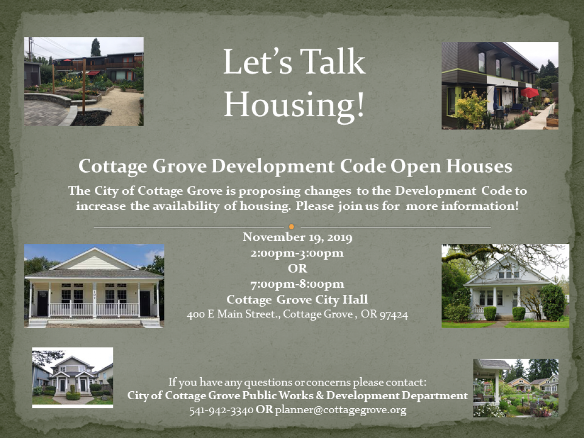 Development Code Audit Open House Cottage Grove Oregon